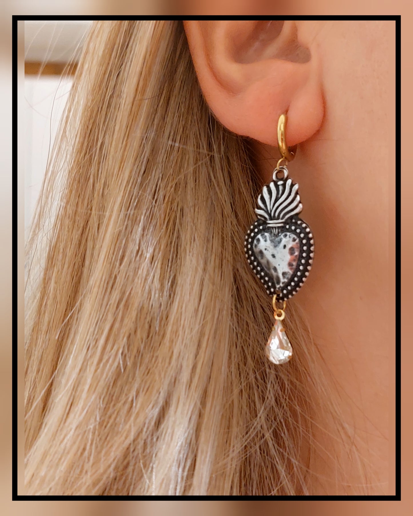 ORECCHINO CUORE SACRO BICOLOR