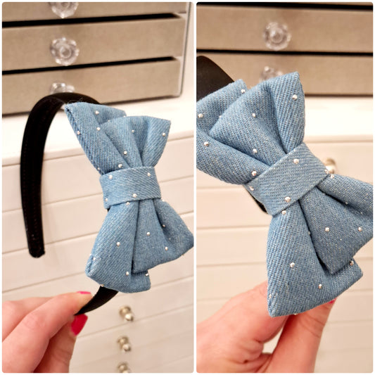 Frontino fiocco in denim